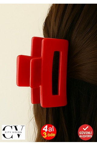 Kırmızı Renk Televizyon Model Mandal Saç Tokası 11 Cm - Şık Ve Dayanıklı Kırmızı