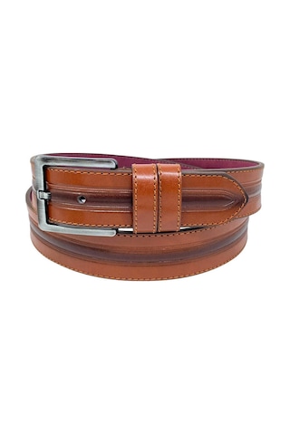 Süzer Deri Taba Suni Deri Ortası Desenli Model 4 Cm.lik Spor Kemer - 9023-52-22rl Taba