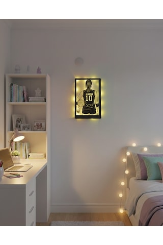 Kişiye Özel Voleybolcu Kız Led Işıklı Duvar Dekoru & Gece Lambası 40x25 Cm