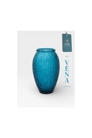 Chacha Home Luxury Vena İthal Cam Vazo 24 Cm Turkuaz