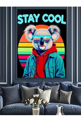 Gözlüklü Havalı Koala Posteri Dekoratif Kanvas - Mdf Ahşap Tablo