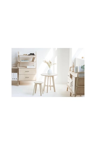 Woodesk Breva, Ahşap Orta Sehpa, Coffee Table, 60x60 Beyaz Renk
