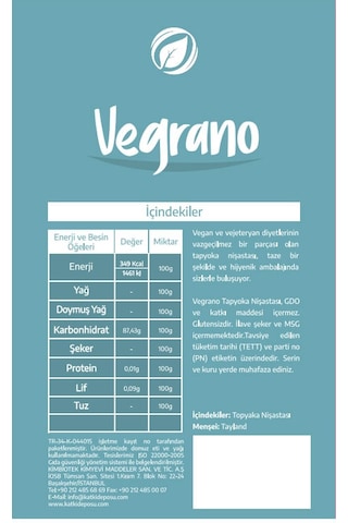 Vegrano Tapyoka Nişastası 3 x 100 G