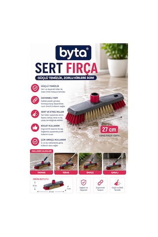 27 Cm Sert Yer Fırçası Çok Amaçlı Fayans, Balkon, Garaj, Bahçe Ve Teras Temizlik Fırçası Sapsız 1 Adet Karışık Renklerde Gönderilir