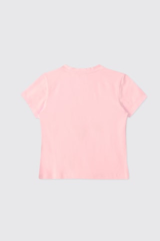 Panço Liberty Kumaş Kız Bebek Pembe Kısa Kollu Tişört