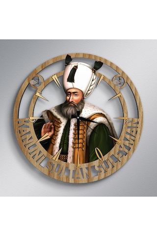 Bk Gift Kanuni Sultan Süleyman Ahşap Duvar Saati - Model A6 Akgn13973 Çok Renkli