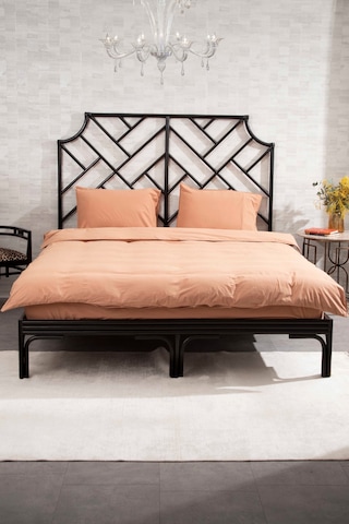 Kaay Premium Lastikli Çarşaf Dahil Nevresim Takımı 200x220 Çift Kişilik Tarçın