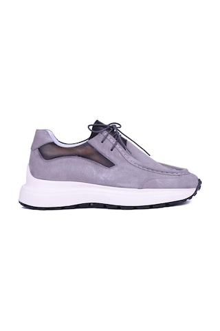 Shoetyle - Gri Hakiki Süet Deri Bağcıklı Erkek Günlük Ayakkabı 115-k525-1373 Gri