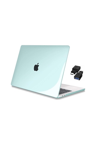 13" Macbook Uyumlu Air M2 A2681 Kristal Yeşil Kılıf Koruyucu Kapak + Usb Çevirici