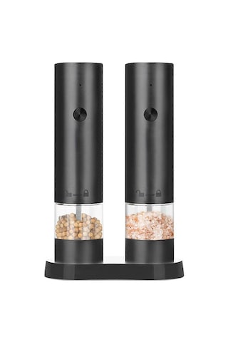 Elektrikli Tuz Ve Karabiber Öğütücü Şarj Edilebilir Otomatik Baharat Öğütücü Mutfak Pişirme Öğütme Aracıgösterildiği Gibi Siyah