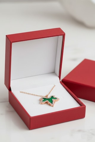 Çekirdekjewelry 925 Ayar Gümüş Çınar Yaprak Kolye Rose