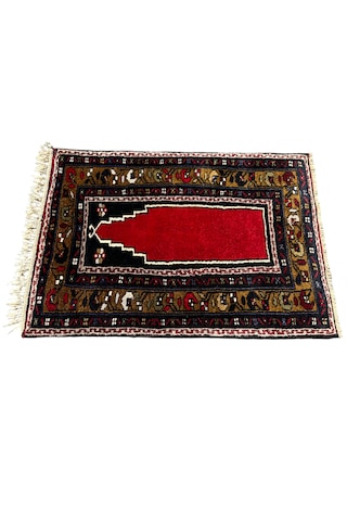 El Dokuma Sıfır Ortaköy Halısı 80x110 Lacivert Kırmızı Namazlık