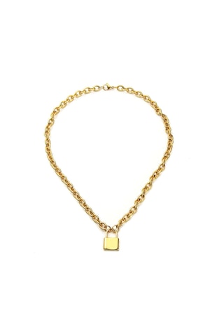 Chavin 50 Cm. Aşkın Kilidi Gold Çelik Bayan Zincir Kolye Ec81Sr Altın