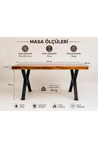 Epoksi Renkli Döküm Ceviz Masa Çok Renkli