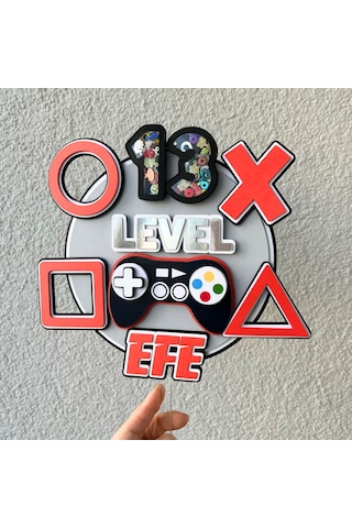 Video Game Erkek Çocuk Doğum Günü İsme Özel 3d Pasta Parti Süsü Cake Topper Çocuk