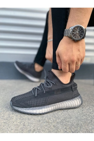 Mevese Morven Erkek , Kadın Triko Sneaker Ayakkabı Günlük Bağcıklı Hafif Spor Modeli - Siyah