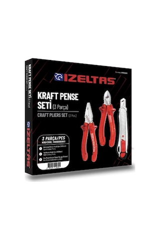İzeltaş 3'lü Kraft Pense Seti +3 Parça Kraft Pense 160 MM + Kraft Yan Keski 160 MM Maket Bıçağı