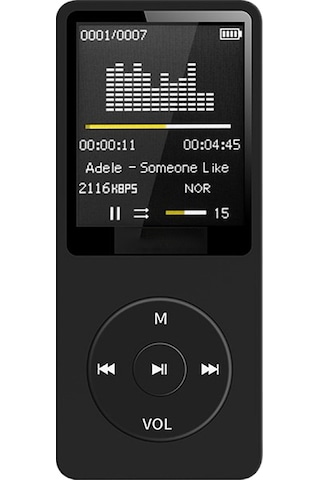Springsun Siyah Taşınabilir Mp3 Çalar - 1.8 İnç Tft Ekran, Hd Mikrofon, Dış Ses, Video Oynatma, Fm Radyo, 160mah Pil, 32gb Tf Kart Desteği