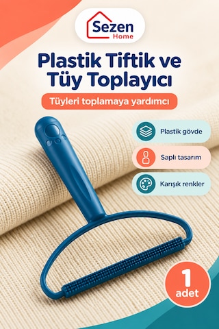 Plastik Tiftik Ve Tüy Toplayıcı Saplı Koltuk Halı Temizleme Aparatı 1 Adet