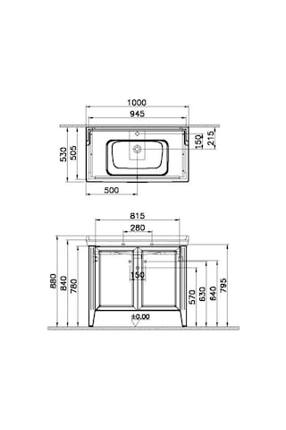 VitrA Valarte Lavabo Dolabı 100 Cm Mat Gri 62157 Gri