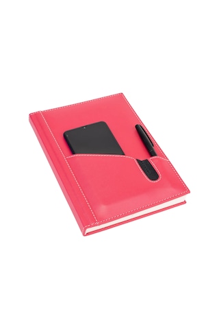 Deri Telefon Kılıflı Kapak Defter Tarihsiz Düz 17X24 Cm Siyah