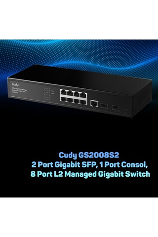 Cudy GS2008S2 2 Port Gigabit SFP 1 Port ConsoL 8 Port L2 Yönetilebilir Gigabit Metal Switch