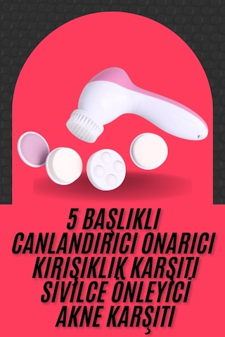 Cilt Temizleme Ve Masaj Aleti 5 Başlıklı Akne Ve Sivilce Önleyici