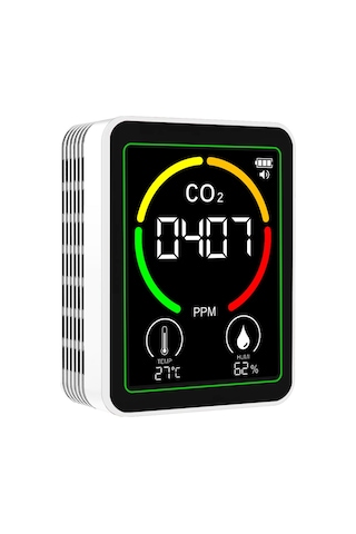 Maiyame Hava Kalitesi Testeri Zn-mt03: Co2, Sıcaklık Ve Nem Ölçer - 2.8" Renkli Ekran, Taşınabilir, Usb Şarjlı, Açıklayıcı Ve Sırt Desteği İle Beyaz