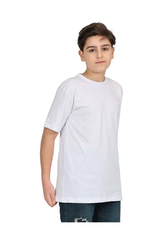 Erdem Kıds Erkek Çocuk Beyaz Düz Baskısız Kısa Kol Basic Casual-okul T-shirt Beyaz Beyaz