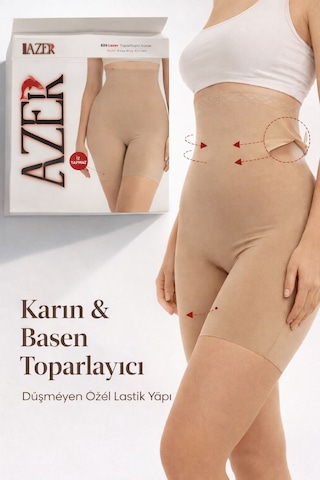 Qulat Paçalı Lazer Kesim Yüksek Bel Toparlayıcı Korse, İz Yapmaz Ten