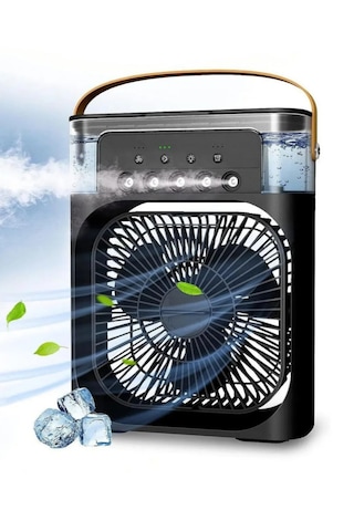 Bf-07 Taşınabilir Siyah Masa Üstü Rgb Led Işıklı Soğutucu Buzlu Fan