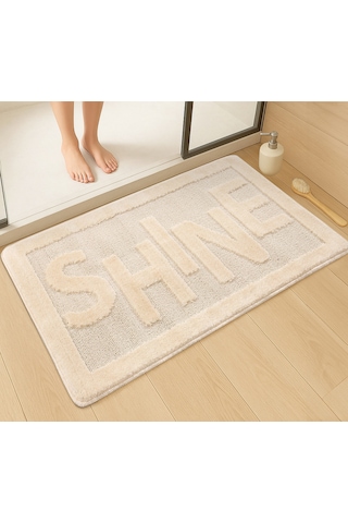 Doğal Kaymaz Taban Banyo Paspas Uzun Ömürlü Yumuşak Dokulu Su Emici Yıkanabilir Shine 60x100 Krem