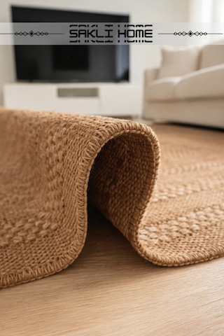Naturel Sisal Jüt Hasır Bej Halı Yıkanabilir Kaymaz Taban Dokuma Makine Tozumaz Krem