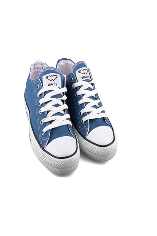 Waves 700 Style Unisex Keten Sneaker Ayakkabı İndigo Beyaz 38 Beyaz - İndigo