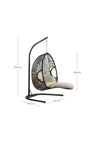 Max Bahçe Salıncağı - Kahve Rattan Zebra Minder Kahverengi