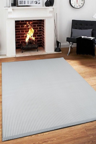 Tropikal Home Konforlu Şık Dekoratif Kaymaz Tabanlı , Yıkanabilir Ve Leke Tutmaz Dört Mevsim Yolluk Gri