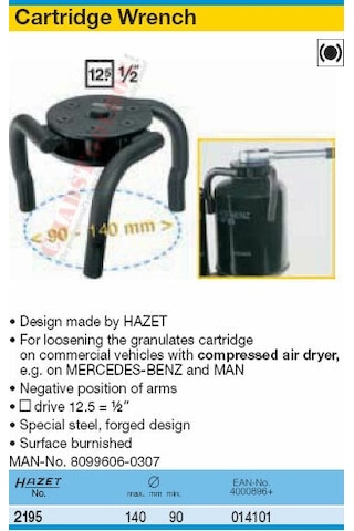 Hazet 2195 Man Özel Takım Kartuş Sökme Aparatı No. 8099606-0307