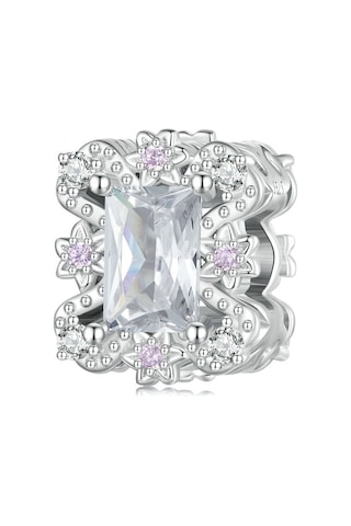 Bsc739 S925 Ayar Gümüş Kaplama Beyaz Altın Zirkonya Çiçek Bilezik Boncuk Çok Renkli