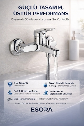 Krom Mix Banyo Duş Musluğu Çeşmesi Bataryası