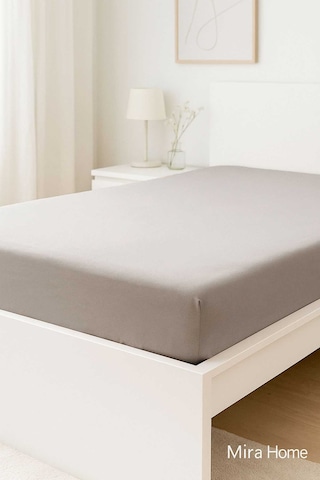 Çift Kişilik Düz Penye %100 Pamuklu Lastikli Çarşaf 160x200 Newsheet Gri Diğer