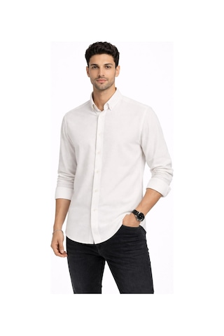 Classics Men Plus Barkod Uzun Kol Slim Fit Erkek Gömlek - 7579 Beyaz