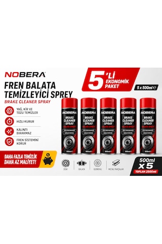 Nobera Fren Balata Temizleyici Sprey 500 Ml X 5 Adet