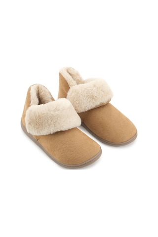 Gezer Kadın Kışlık İçi Peluşlu Rahat Taban Ev Bahçe Panduf Bot Kahve