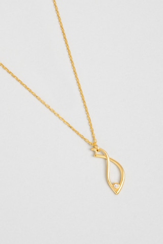 So Chic Mistik Balık 18 Ayar Sarı Altın Kaplama 45 Cm Gümüş Kolye Sarı