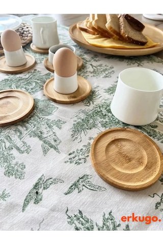 6 Adet Yuvarlak Bambu Altlık, Bardak Altlığı, Fincan Tabağı, Çay Tabağı Bambu