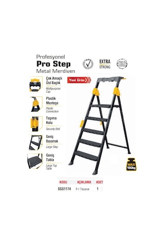 Sgs 4+1 Basamaklı Metal Merdiven Prostep Sgs1174