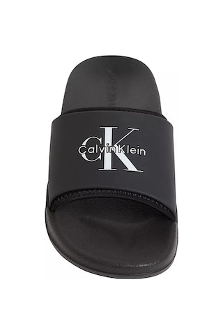 Calvin Klein Erkek Rahat Taban Deri Ck Desen Günlük Kullanım Siyah Terlik-14717