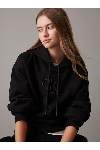 Calvin Klein Raısed Embroıdery Ck Hoodıe Sweat Siyah
