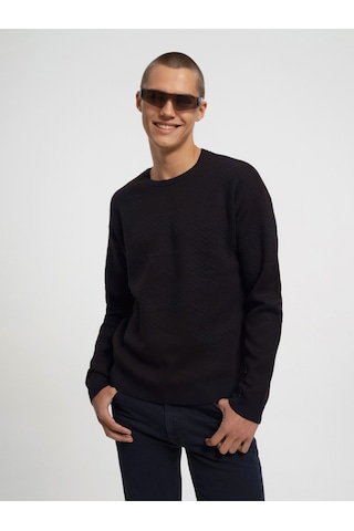 Oversize Fit Erkek Kazak Siyah