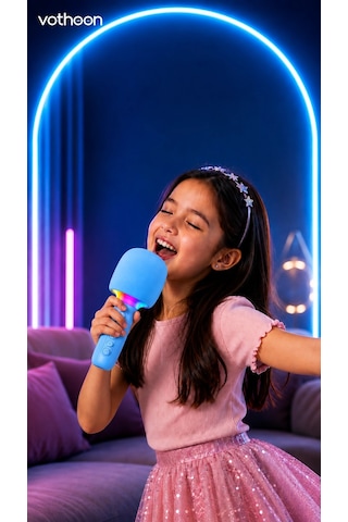 Çocuk Ve Yetişkin Karaoke Mikrofonu Kablosuz Rgb Ambiyans Işığı Ses Değiştirme Modlu Hoparlör